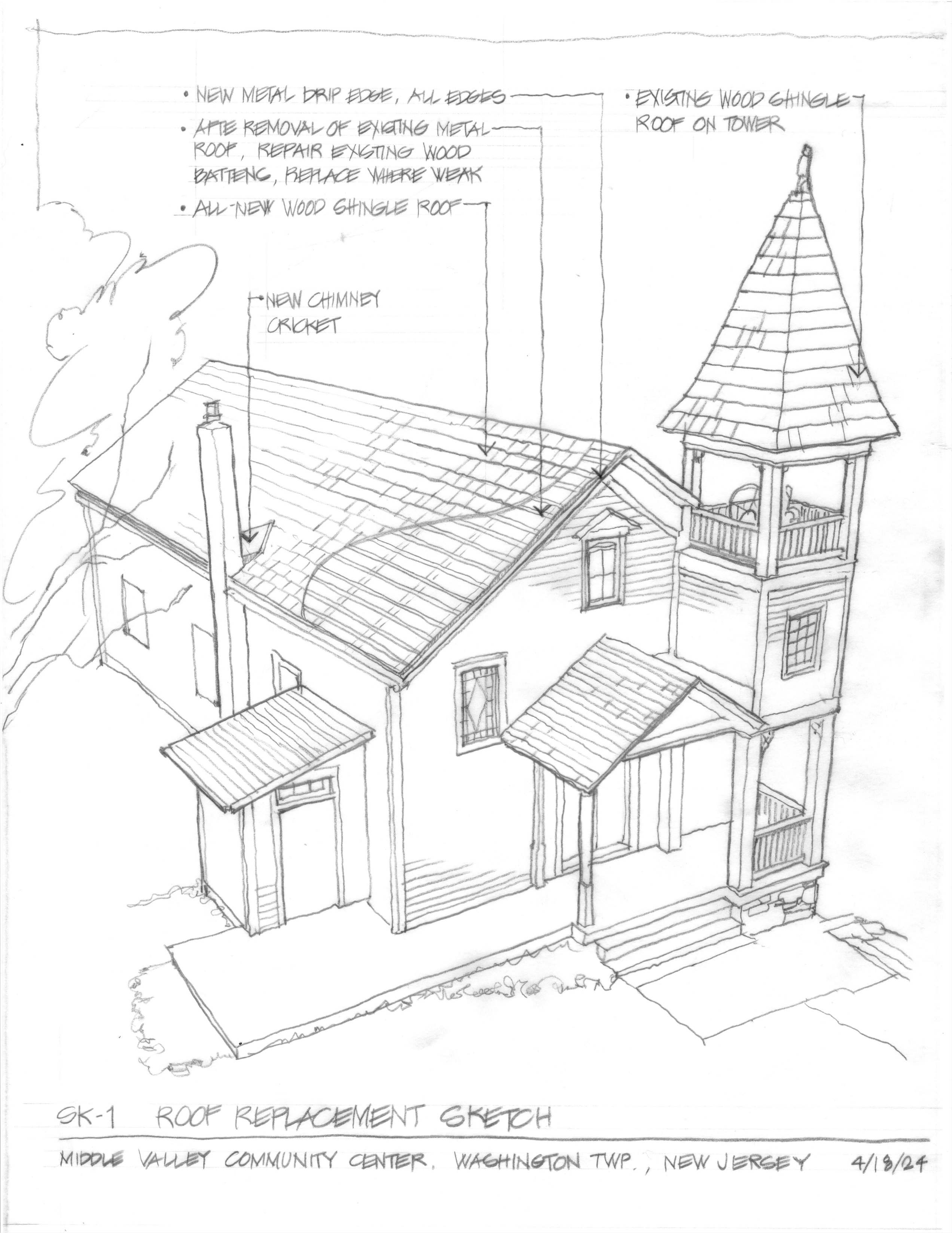 Architect Walter Koch drawing for grant